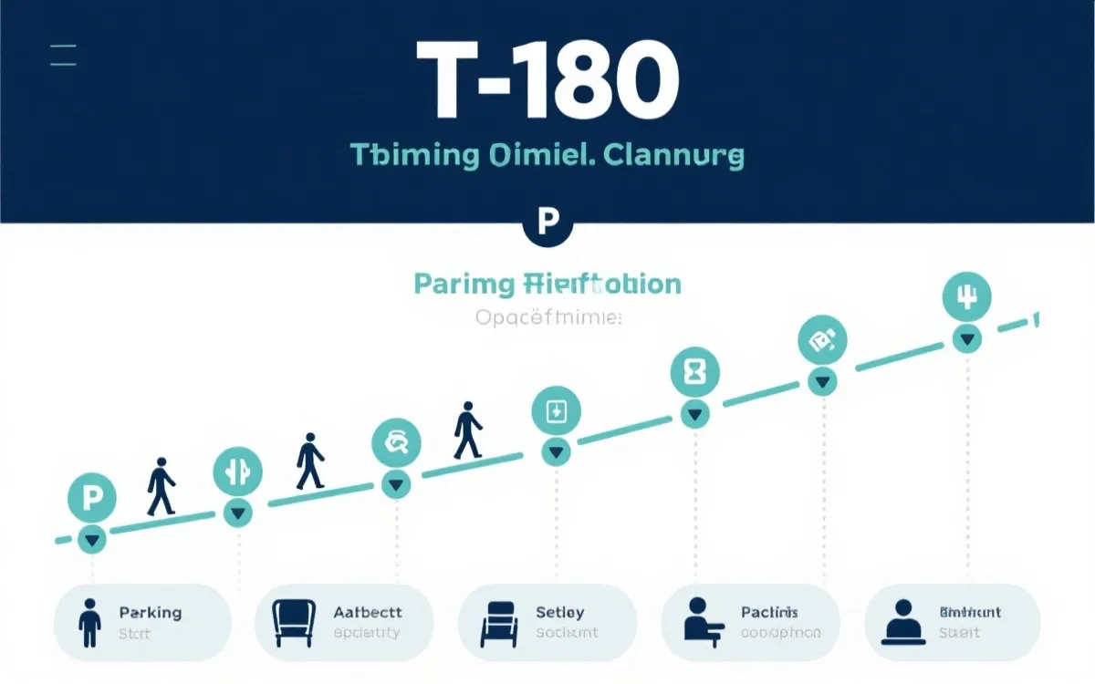 赛前时间规划信息图：从T-180到开球的停车、步行、安检节点